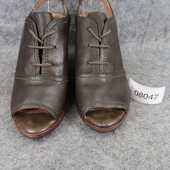 Biala Shoes Women 38 Bootie Wedge Fashion Leather Lace Up Bayley Slingback Olive - Picture 4 of 16